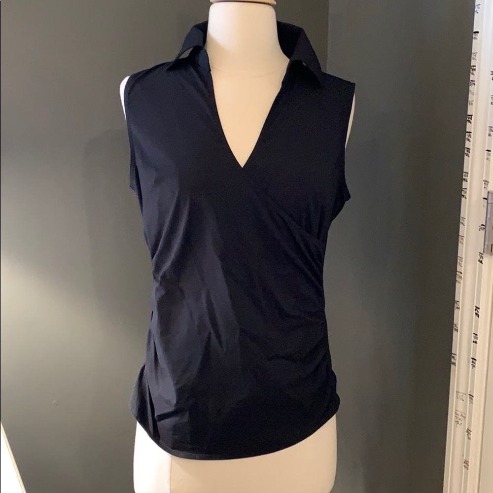Express sleeveless black collared blouse medium
